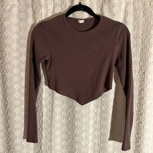 Garage Medium Brown Cropped Long Sleeve Shirt